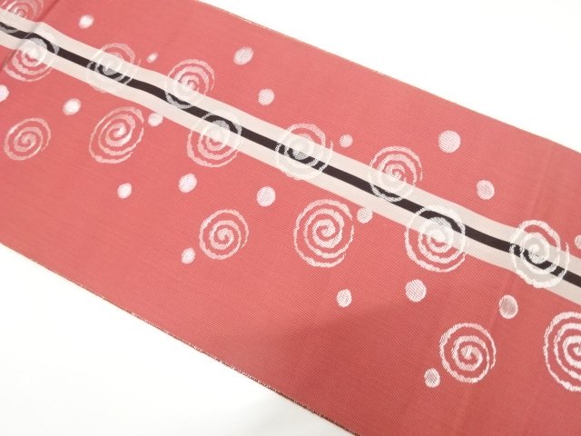 JAPANESEKIMONO / ANTIQUE EIGHT-SIDED OBI WOVEN / STRIPES / SWIRLS / PO